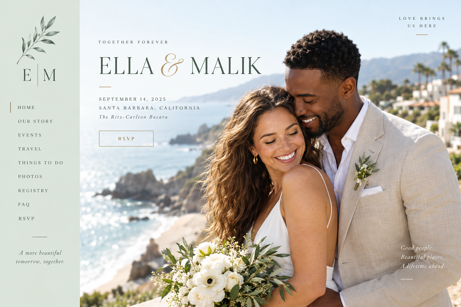 Coastal Air wedding website preview