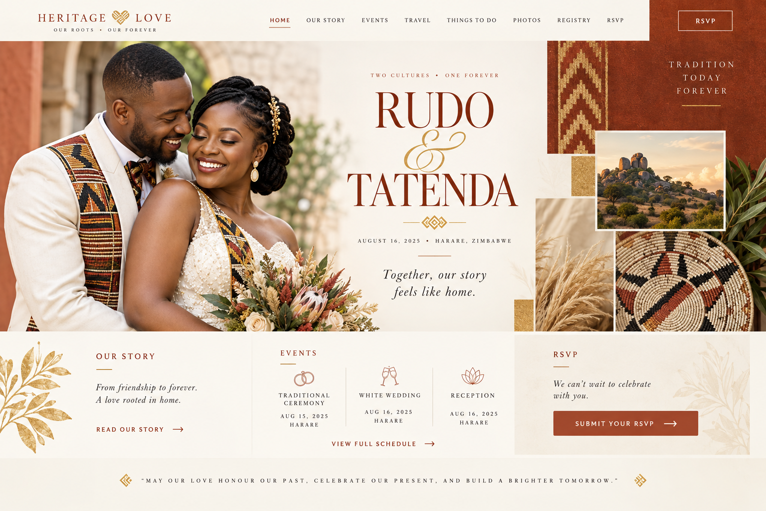 Heritage Love wedding website preview